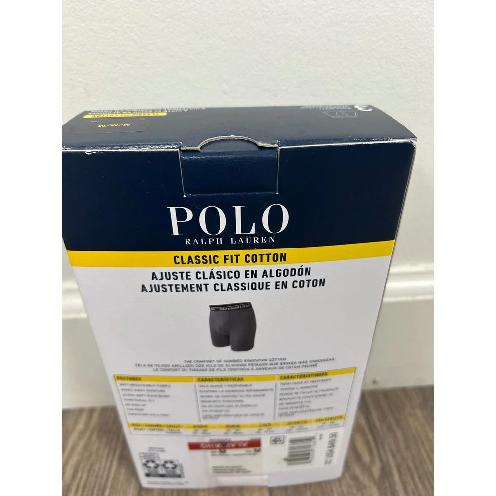 Polo Ralph‎ Lauren 3 Classic Fit Cotton Boxer Briefs Men Medium Red, Gray, Black